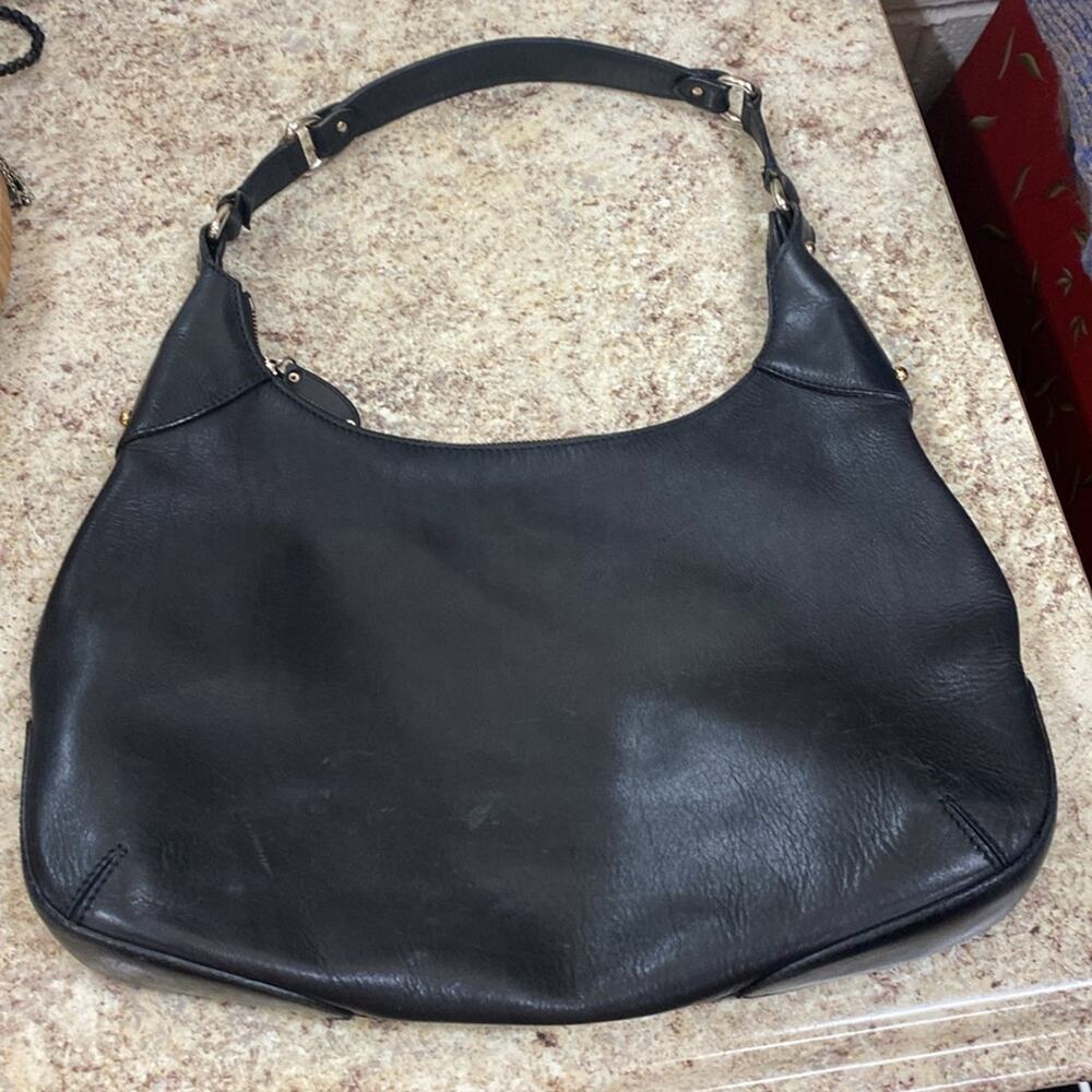 St. John vintage Black Leather shoulder Bag with Timeless Elegance
